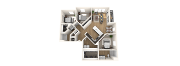 3 bedroom apartment floor plan in Brighton, MI | Vista at Brighton Apartments