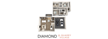 3 bedroom 2.5 bathroom townhome in DeWitt floorplan