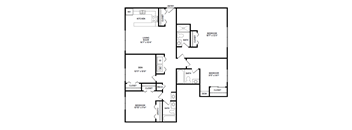3 bedroom floor plan with a den | Glenwood Apartments in East Lansing, MI