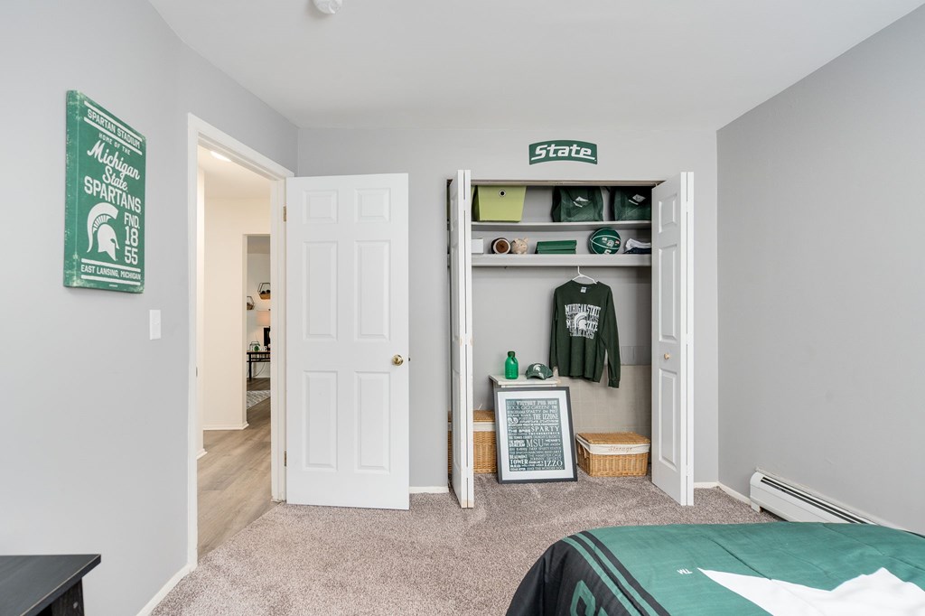 Bedroom at Capitol Villa Apartments near Michigan State University in East Lansing, MI