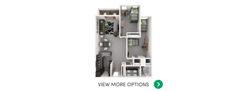 2 bedroom 1 bathroom floor plan at Americana Apartments in East Lansing near Michigan State University