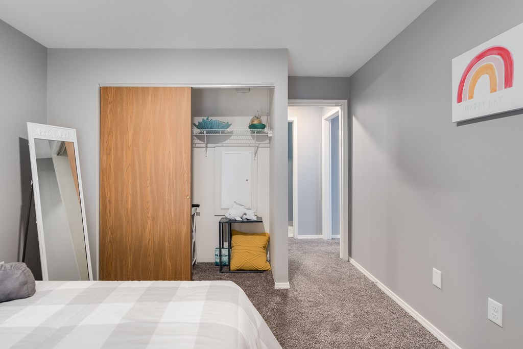 Bedroom at Arbor Glen Apartments in East Lansing, MI near Michigan State University.
