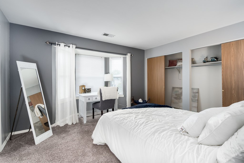 Bedroom at Arbor Glen Apartments in East Lansing, MI near Michigan State University.