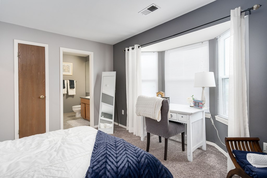Bedroom at Arbor Glen Apartments in East Lansing, MI near Michigan State University.