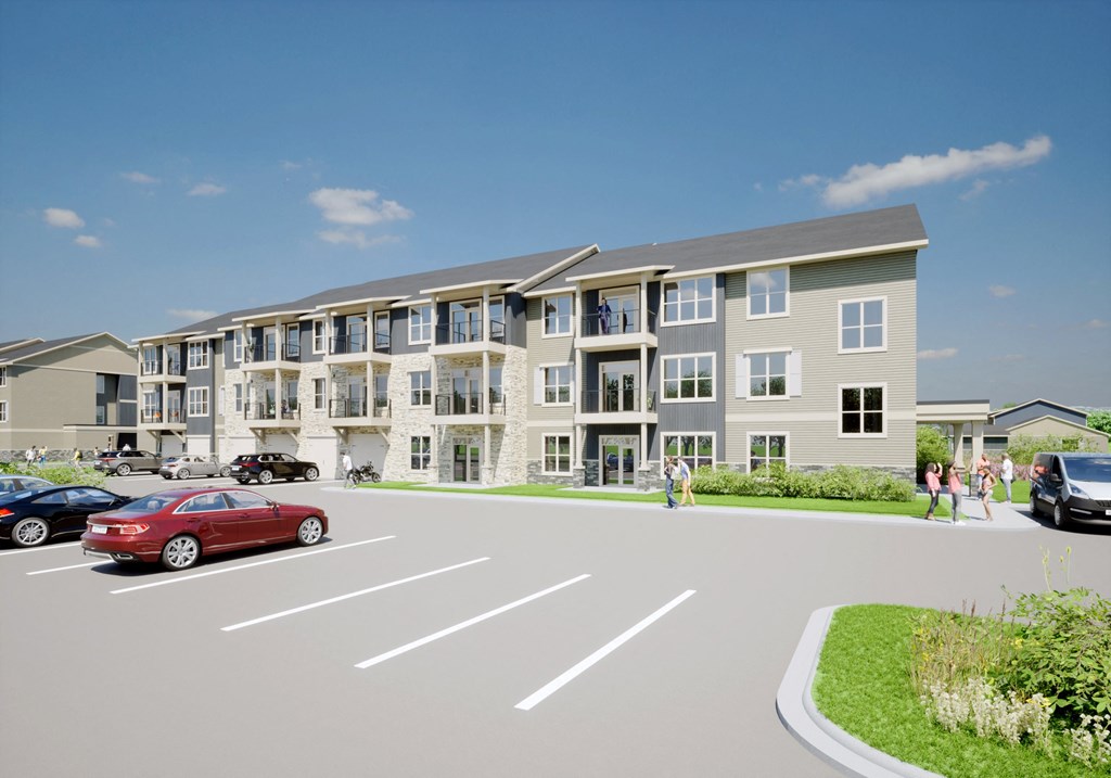 Exterior rending at Traverse City Apartments