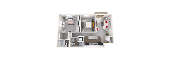 2 bedroom 2 bathroom floor plan at Berrytree Apartments in East Lansing near Michigan State University