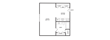 Studio floor plan at Berrytree Apartments in East Lansing near Michigan State University