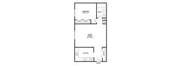 1 bedroom 1 bathroom floor plan at Brookport Apartments in East Lansing near Michigan State University