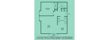 A floor plan of a house with a living room, dining room, kitchen, and bathroom.