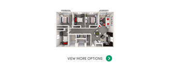 4 bedroom 2 bath floor plan at Cedar Greens Apartments in East Lansing near Michigan State University