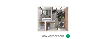 1 bedroom 1 bathroom floor plan at Cedar Village Apartments in East Lansing near Michigan State University