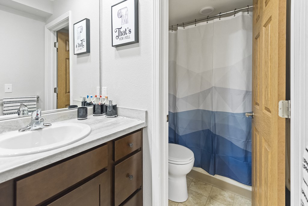 Bathroom at Cedar Village Apartments near Michigan State University in East Lansing, MI