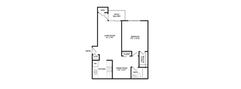 1 bedroom apartment floor plan in East Lansing near Michigan State University