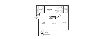 2 bedroom apartment floor plan in East Lansing near Michigan State University