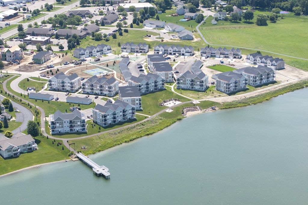 Aerial view at Hudsonville, MI Apartments and Townehomes | Elmwood Lake Apartments in Hudsonville MI