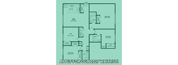 A floor plan of a house with a waitlist sign.