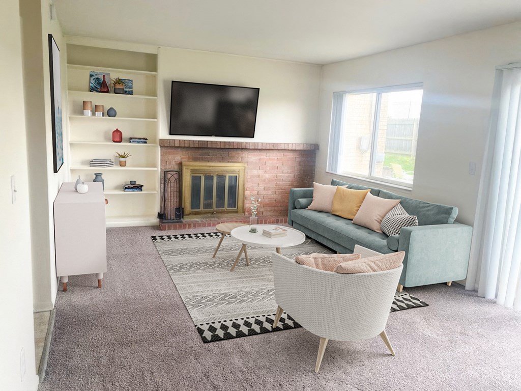 Spacious living room in East Lansing Apartments near Michigan State University | Holiday Townhomes
