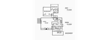 2 bedroom 1 and a half bathroom floor plan at Holiday Townhomes in East Lansing near Michigan State University