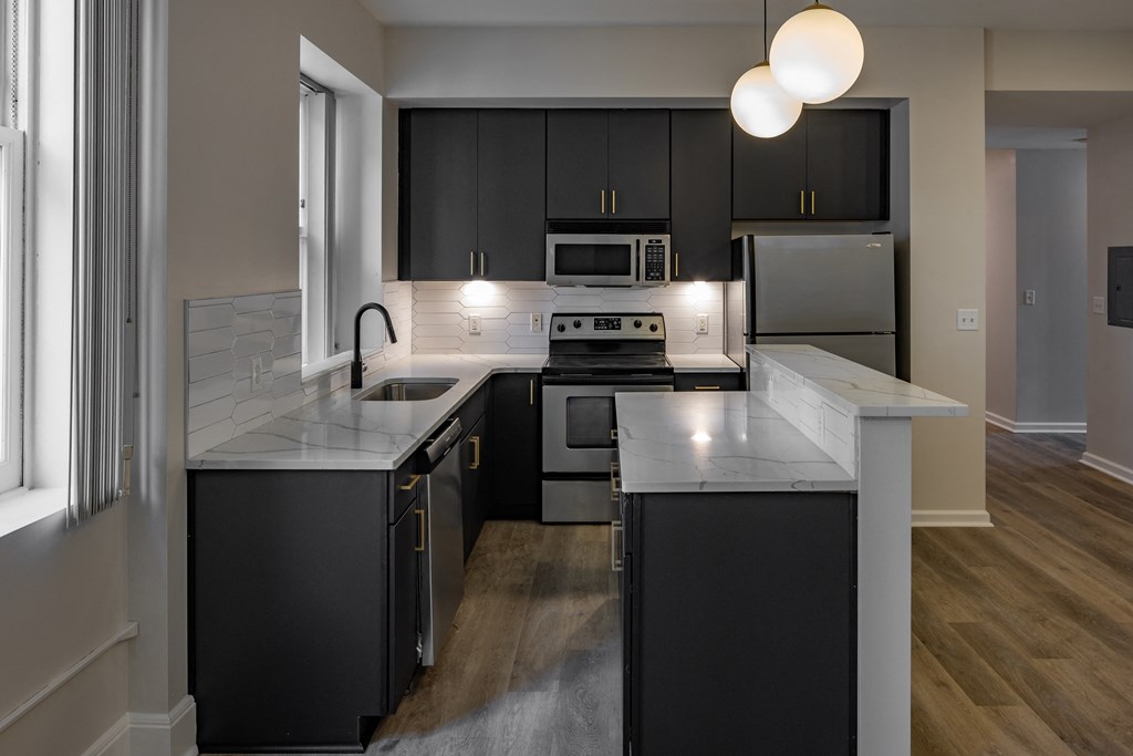 Kitchen at The Kales Building Apartments in Detroit, MI