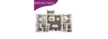 an image of a 3d floor plan for a brand new apartment