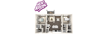 2 bedroom floor plan at Okemos Apartments | Knob Hill Apartments in Okemos, MI