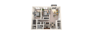 2 bedroom floor plan Knob Hill Apartments in Okemos, MI