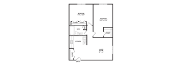 2 bedroom apartment floor plan at Oakridge Apartments in East Lansing near Michigan State University