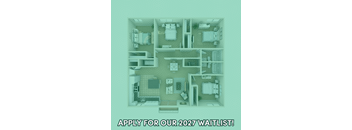 A hospital room layout with the text "APPLY FOR OUR 2027 WAITLIST!"