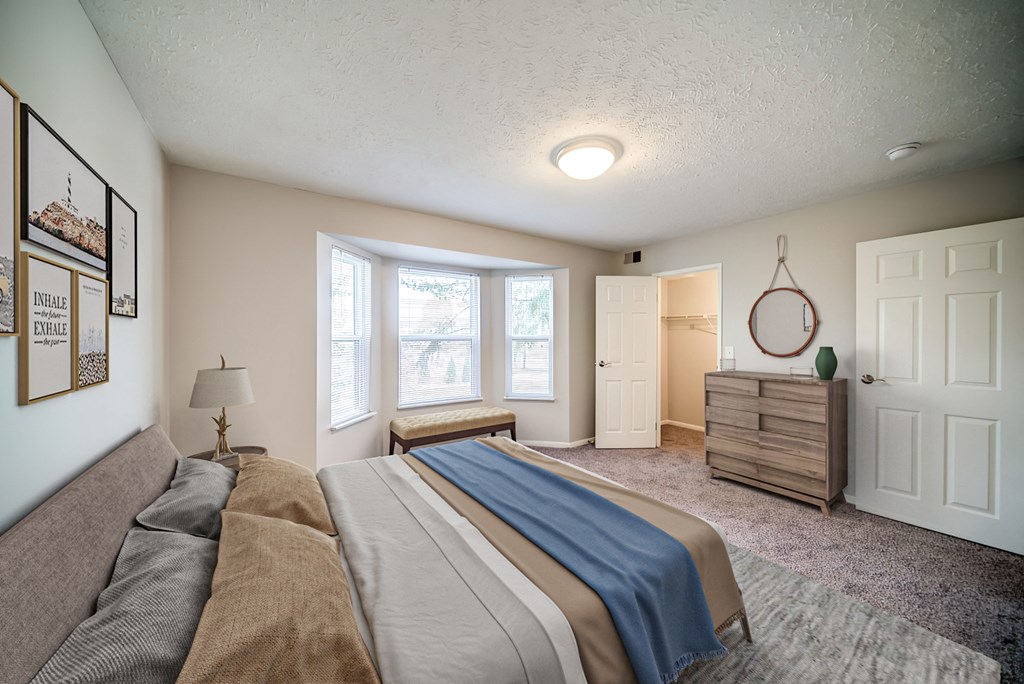 Spacious bedroom in Lansing Apartments | Pine Lane Estates near Eastwood Towne Center