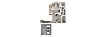 1 bedroom apartment in Novi, MI | Floor plan at River Oaks West Apartments in Novi, MI 48375