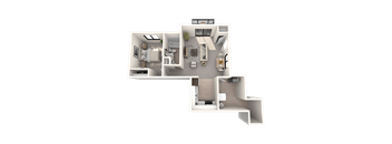 1 bedroom apartment in Novi, MI | Floor plan at River Oaks West Apartments in Novi, MI 48375