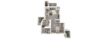 1 bedroom apartment in Novi, MI | Floor plan at River Oaks West Apartments in Novi, MI 48375