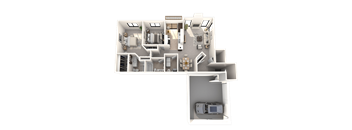 2 bedroom apartments in Novi, MI | Floor plan at River Oaks West Apartments in Novi, MI 48375