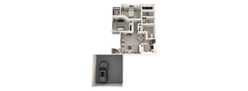 2 bedroom apartments in Novi, MI | Floor plan at River Oaks West Apartments in Novi, MI 48375