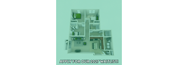 A 3D floor plan of a house with the text "APPLY FOR OUR 2027 WAITLIST!"