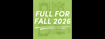 A green poster with the text "FULL FOR FALL 2026" written in white.
