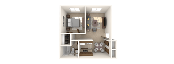 1 Bedroom floor plan at Summerhill Estates Apartments in Lansing, MI