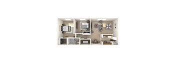 2 Bedroom floor plan at Summerhill Estates Apartments in Lansing, MI