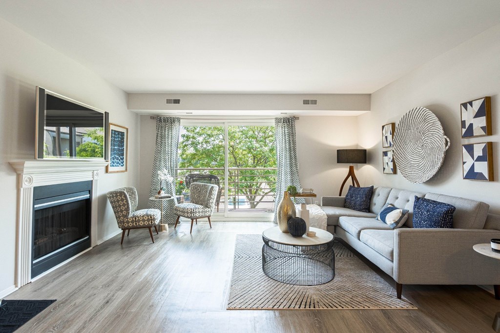 Spacious living room at The Emerson Apartment