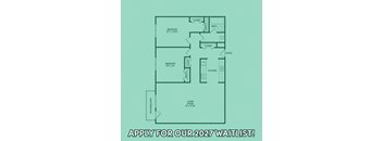 A floor plan of a house with a living room, two bedrooms, a bathroom, a kitchen, and a pantry.