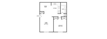 1 bedroom 1 bath floor plan at University Terrace Apartments in East Lansing near Michigan State University