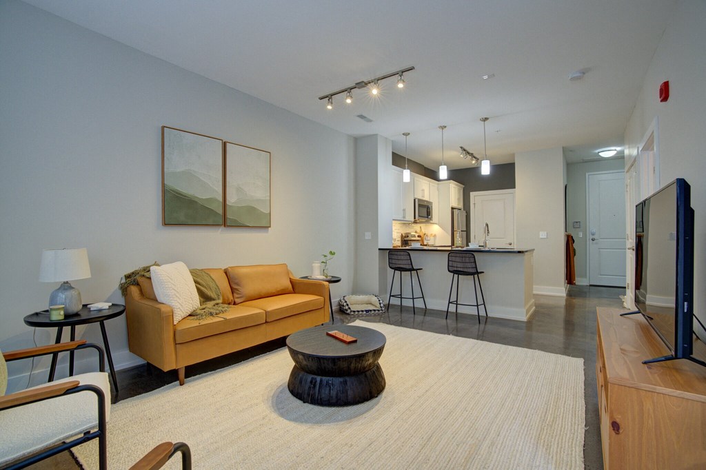 Living room at Vista at the Heights in Lansing, MI