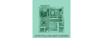 A poster with a waitlist for 2027 is displayed over a dollhouse.