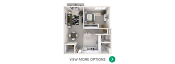1 bedroom 1 bathroom floor plan at Waters Edge Apartments in East Lansing near Michigan State University
