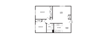 2 bedroom apartment floor plan in Holland, MI | Whispering Pines Apartments