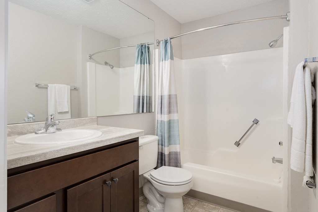 Spacious bathroom in East Lansing Apartments near Michigan State University | Woodbrook Village Apartments