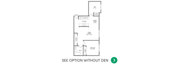 1 Bedroom with a den apartment floor plan in East Lansing, MI near Michigan State University | Woodbrook Village Apartments