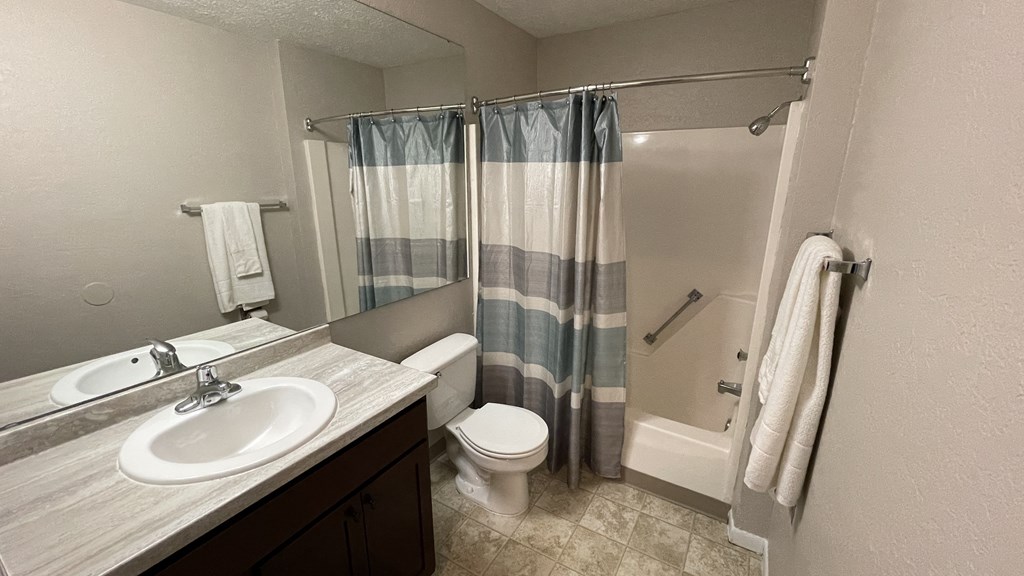 Spacious bathroom in East Lansing Apartments near Michigan State University | Woodbrook Village Apartments