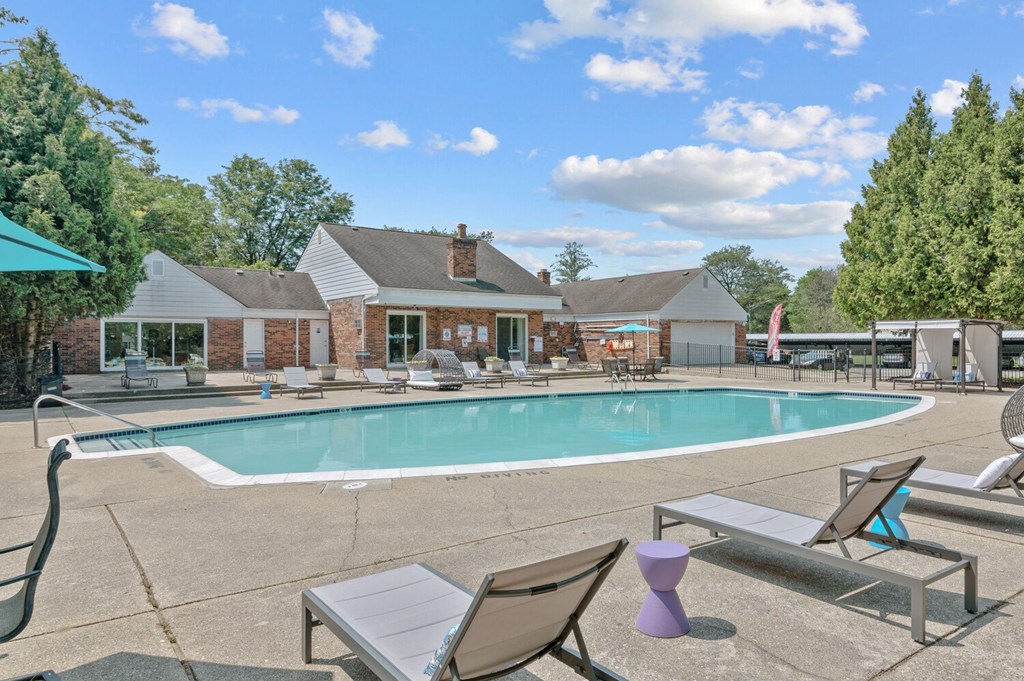 Swimming Pool And Sundecks at Apple Ridge Apartments - Livonia, MI, Michigan