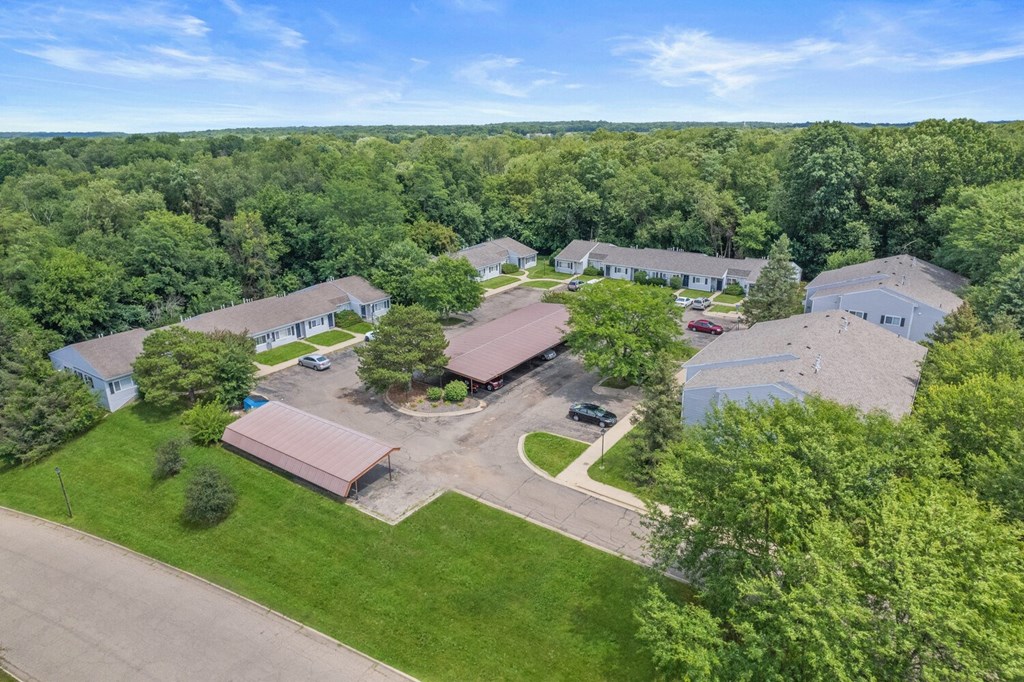 View of aerial at Parchment Point Townhomes & Apartments - Parchment, MI, Parchment